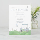 Invitation d'anniversaire de golf Blue let’s par t (Debout devant)