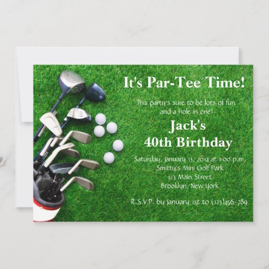 Invitation d'anniversaire de golf d'homme (Devant)