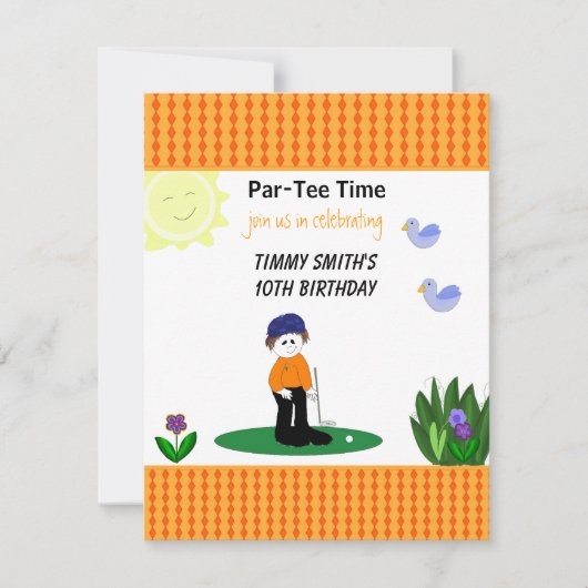 Invitation d'anniversaire de golf fantaisiste (Devant)