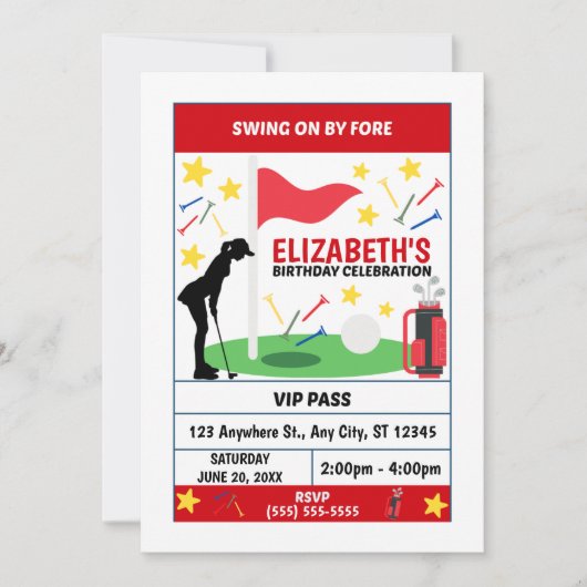 Invitation d'anniversaire de golf (femmes) (Devant)