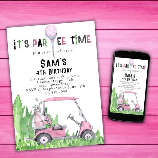 Invitation d'anniversaire de golf Golf Par-tee d'a