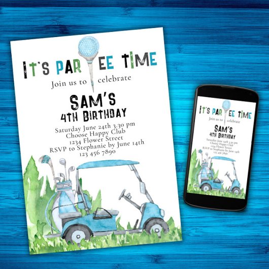Invitation d'anniversaire de golf Golf Par-tee d'a