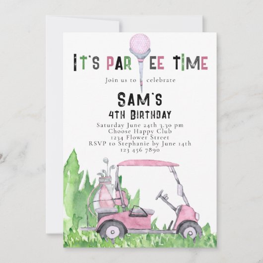 Invitation d'anniversaire de golf Golf Par-tee d'a (Devant)