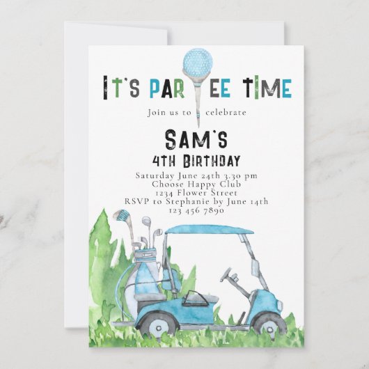 Invitation d'anniversaire de golf Golf Par-tee d'a (Devant)