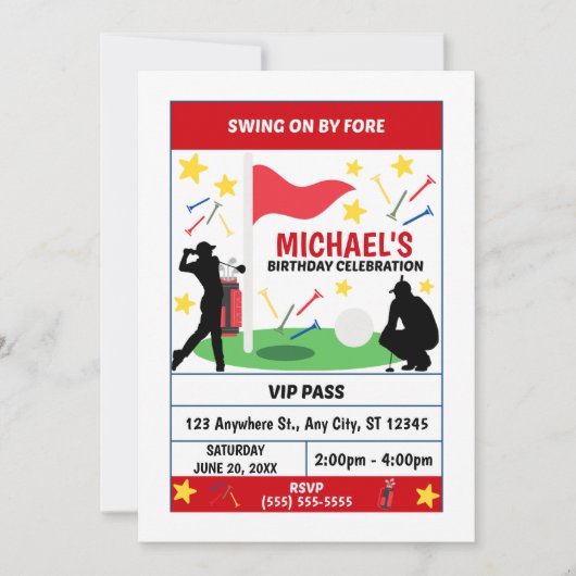Invitation d'anniversaire de golf (Hommes) (Devant)