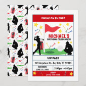 Invitation d'anniversaire de golf (Hommes) (Devant / Derrière)