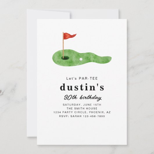 Invitation d'anniversaire de golf moderne (Devant)