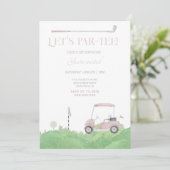 Invitation d'anniversaire de golf par tee rose (Debout devant)