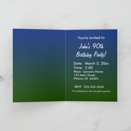 Invitation d'anniversaire de golf pour 90 ans (Intérieur)