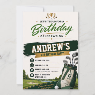 Invitation d'anniversaire de golf pour adolescent