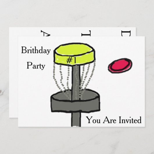 Invitation d'anniversaire de golf sur disque (Devant / Derrière)