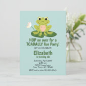 Invitation d'anniversaire de grenouille mignonne (Debout devant)
