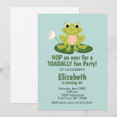 Invitation d'anniversaire de grenouille mignonne (Devant / Derrière)