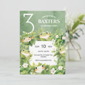 Invitation d'anniversaire de grenouille mignonne (Debout devant)