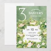 Invitation d'anniversaire de grenouille mignonne (Devant / Derrière)