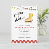 Invitation d'anniversaire de grillade de BBQ de co (Debout devant)