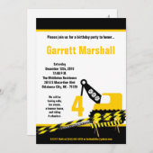 invitation d'anniversaire de grue de bouteur de la (Devant / Derrière)