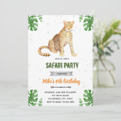 Invitation d'anniversaire de guépard léopard (Debout devant)