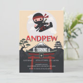 Invitation d'anniversaire de guerrier ninja person (Debout devant)