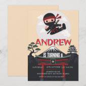 Invitation d'anniversaire de guerrier ninja person (Devant / Derrière)