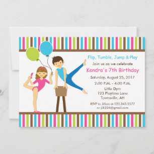Invitation d'anniversaire de gymnastique Fille et