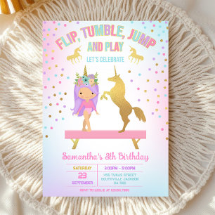 Invitation d'anniversaire de gymnastique Flip Tumb