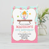 Invitation d'anniversaire de gymnastique mignonne (Debout devant)