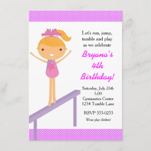 Invitation d'anniversaire de gymnastique pour fill