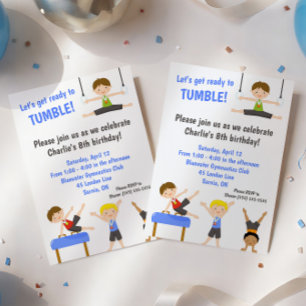Invitation d'anniversaire de gymnastique pour garç