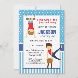 Invitation d'anniversaire de gymnastique pour garç