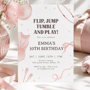 Invitation d'anniversaire de gymnastique rose fill
