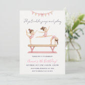 Invitation d'anniversaire de gymnastique rose pers (Debout devant)