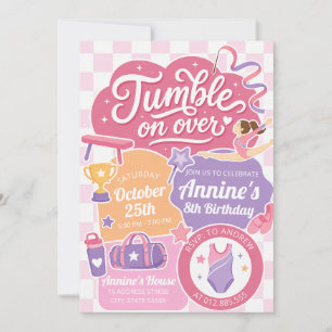 Invitation d'anniversaire de gymnastique rose pers
