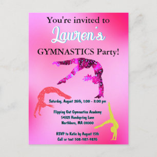 Invitation d'anniversaire de gymnastique Tumbling 