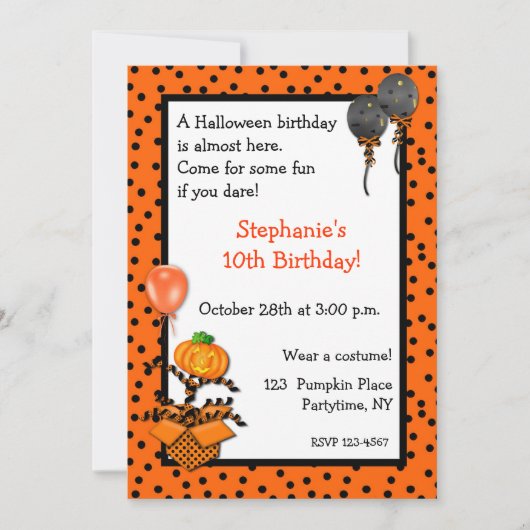 Invitation d'anniversaire de Halloween (Devant)