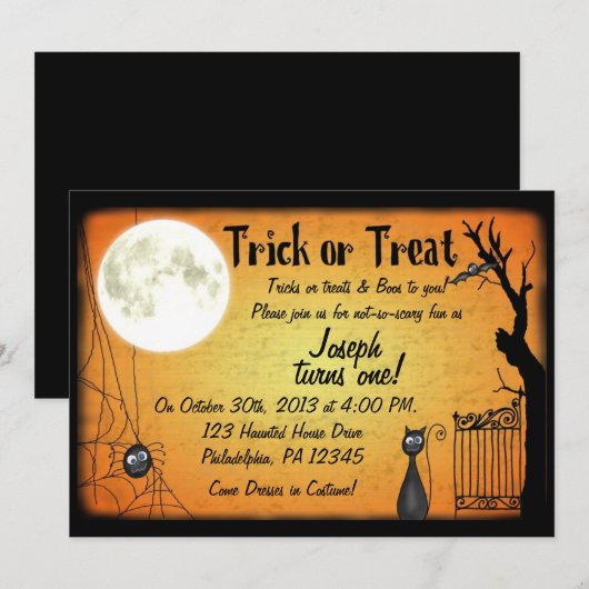 Invitation d'anniversaire de Halloween (Devant / Derrière)