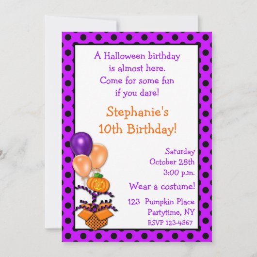 Invitation d'anniversaire de Halloween (Devant)