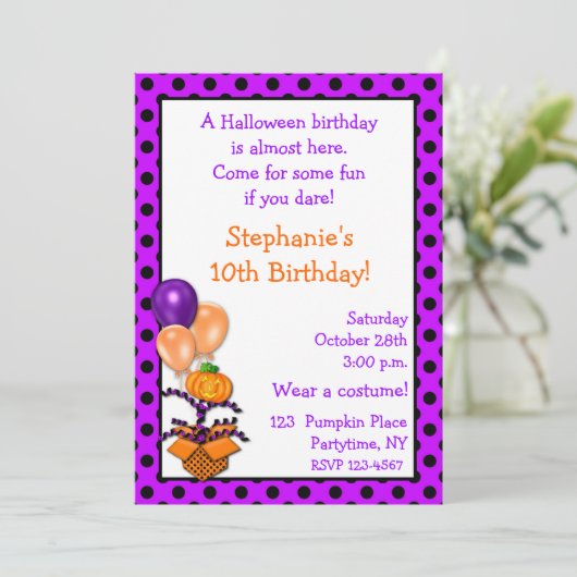 Invitation d'anniversaire de Halloween (Debout devant)
