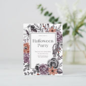 Invitation d'anniversaire de Halloween à fleurs ef (Debout devant)