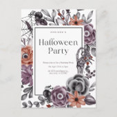 Invitation d'anniversaire de Halloween à fleurs ef (Devant)