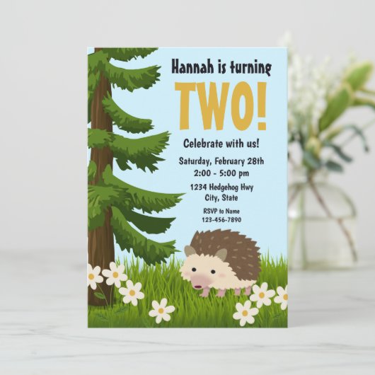 Invitation d'anniversaire de Hérisson (Debout devant)