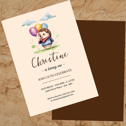 Invitation d'anniversaire de Hérisson