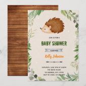 Invitation d'anniversaire de hérisson de forêt de  (Devant / Derrière)