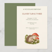 Invitation d'anniversaire de Hérisson de la Forêt (Devant / Derrière)