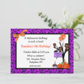 Invitation d'anniversaire de hiboux de Halloween (Debout devant)