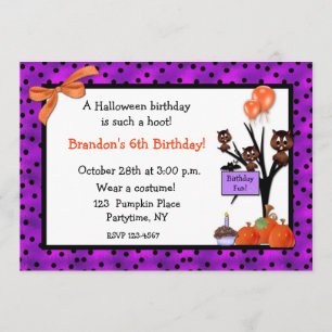Invitation d'anniversaire de hiboux de Halloween