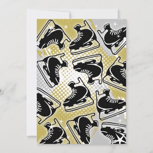 Invitation d'anniversaire de hockey GOLD thème (Dos)