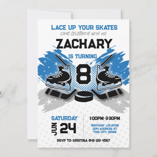 Invitation d'anniversaire de hockey | Invitation d (Devant)