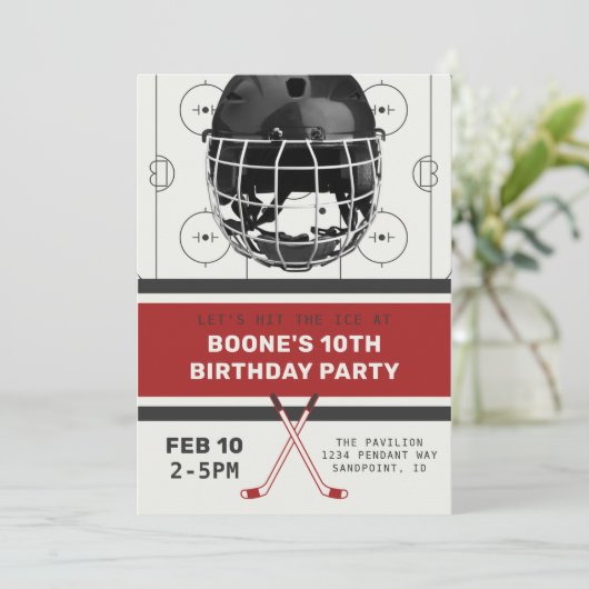 Invitation d'anniversaire de hockey | Invitations  (Debout devant)