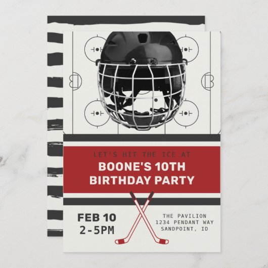Invitation d'anniversaire de hockey | Invitations (Devant / Derrière)